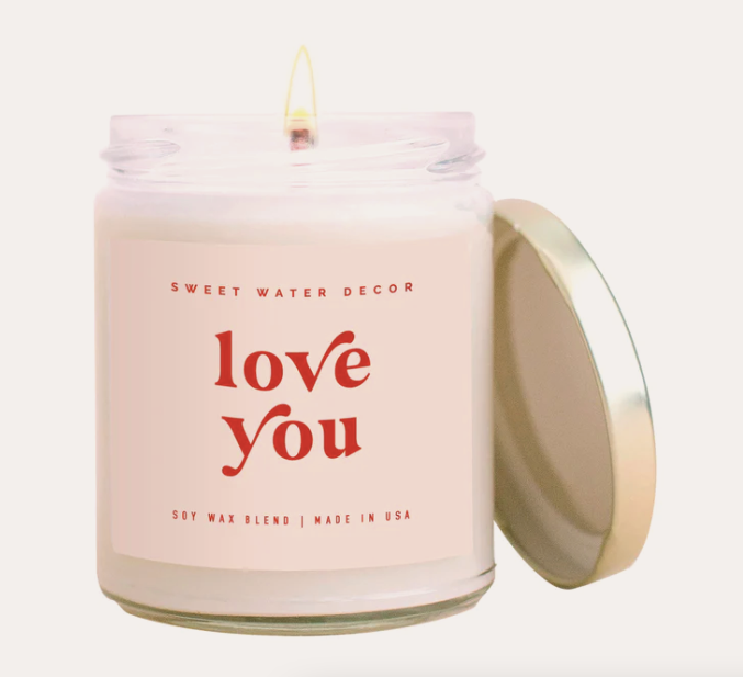 Love You Soy Candle - Clear Jar - 9 oz