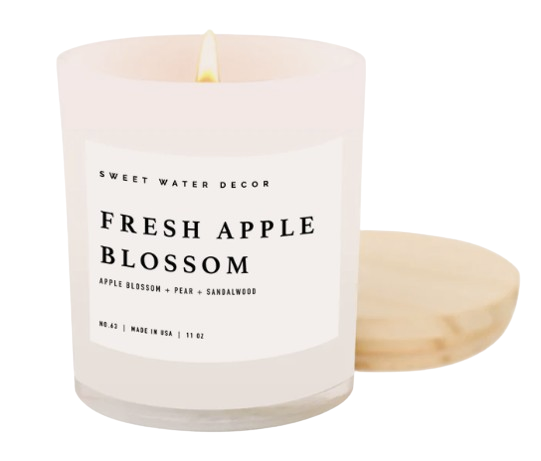 Fresh Apple Blossom 11oz White Wood Jar Candle