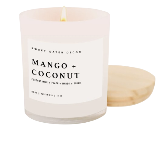 Mango and Coconut Soy Candle - White Jar - 11 oz