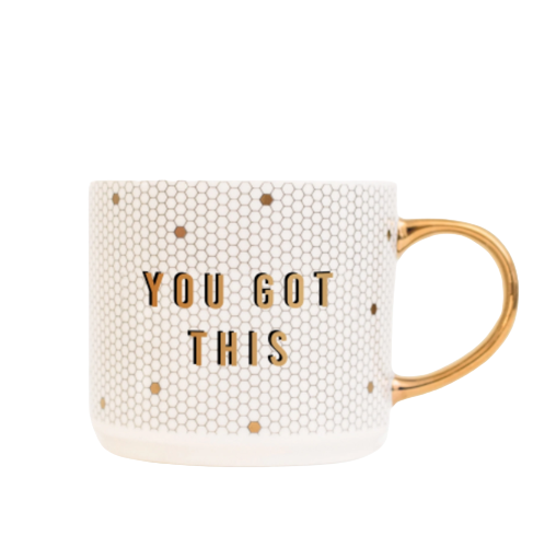 You Got This - White + Gold Honeycomb Tile Coffee Mug
